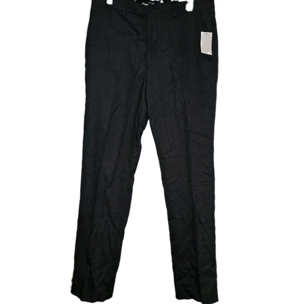 Calvin Klein Mens Slim Fit Dress Pants 34x32 Grey Solid Stretch NWT